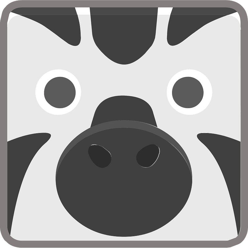 Square animal outlined face 6-22 zebra