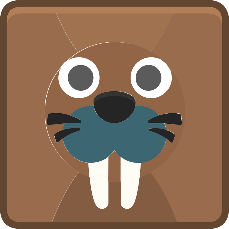 Square animal outlined face 6-24 beaver