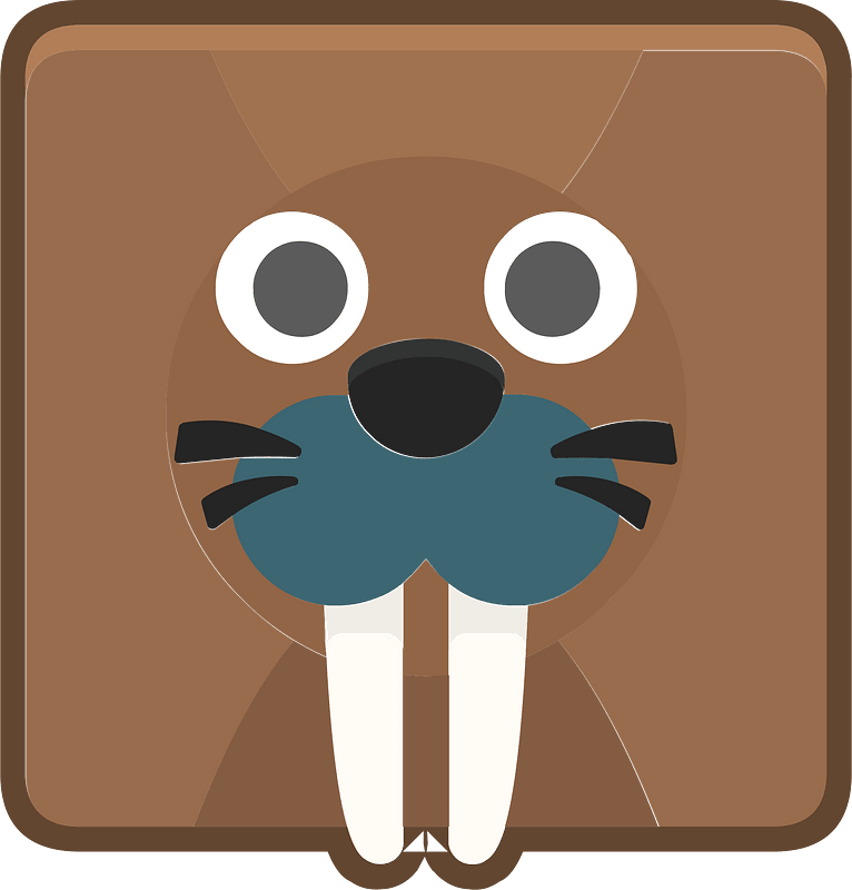 Square animal outlined face 8-24 beaver