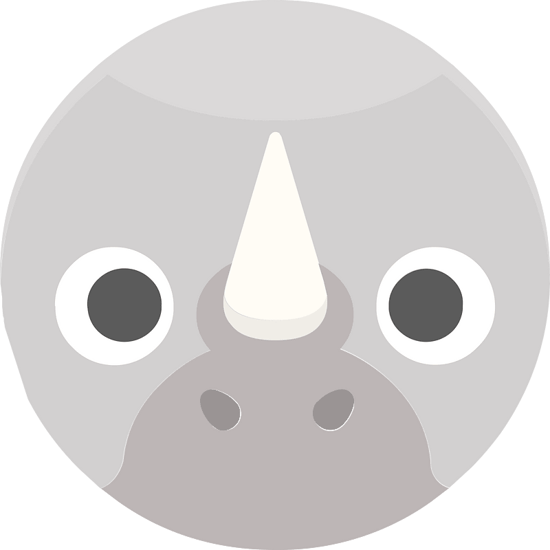 Round animal face 1-25 rhinoceros