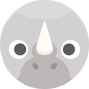 Round animal face 1-25 rhinoceros