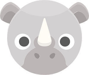 Round animal face 2-25 rhinoceros