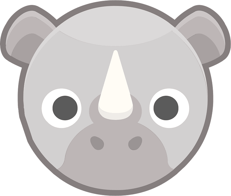 Round animal outlined face 4-25 rhinoceros