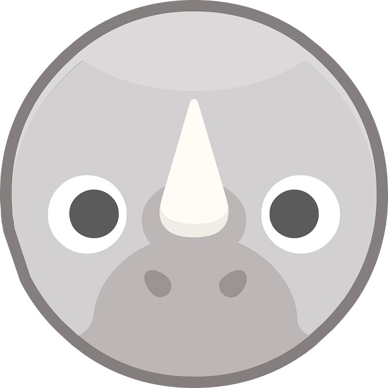 Round animal outlined face 3-25 rhinoceros