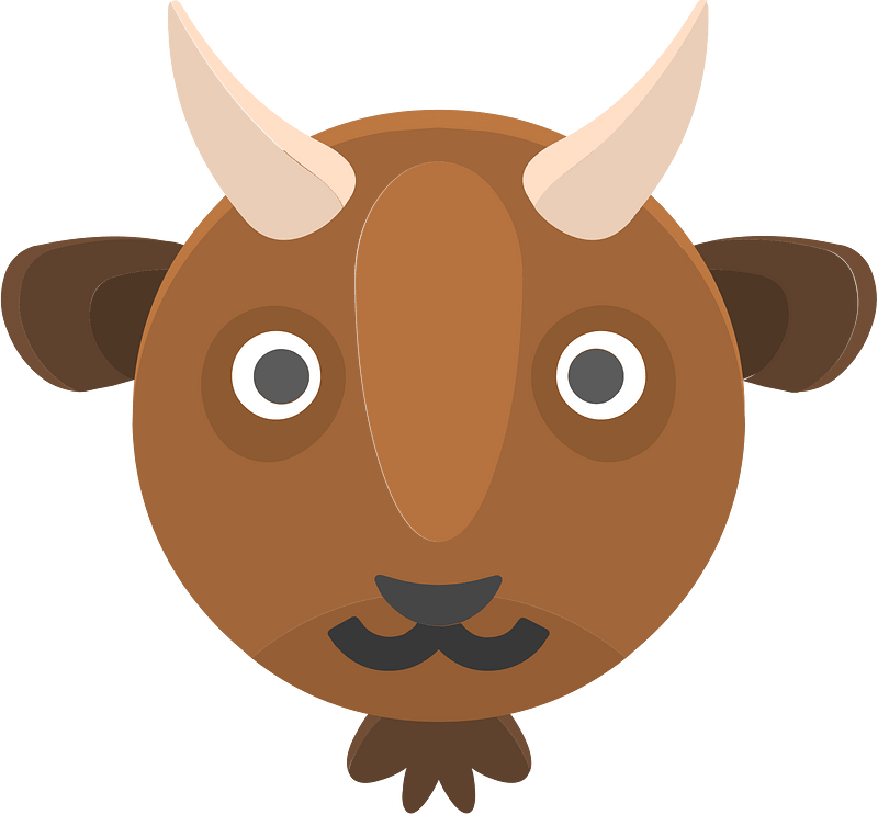 Round animal face 2-26 goat