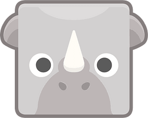 Square animal outlined face 8-25 rhinoceros