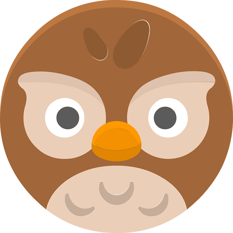 Round animal face 1-27 owl