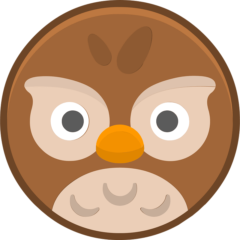 Round animal outlined face 3-27 owl