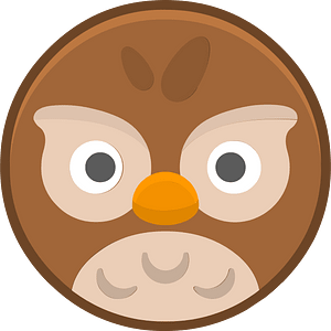 Round animal outlined face 3-27 owl