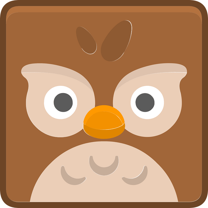 Square animal outlined face 8-27 owl