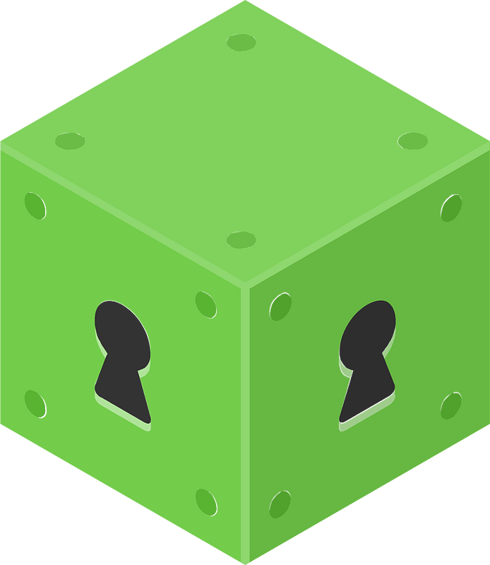 Green isometric cube 18 keyhole