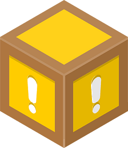 Yellow isometric cube 03 exclamation