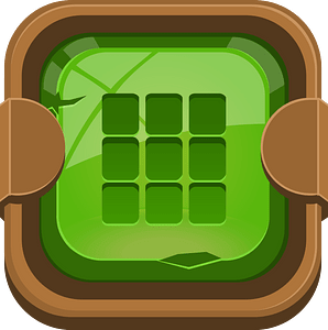 Rounded dark green apps menu button