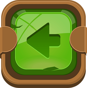Rounded dark green arrow button left
