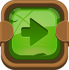 Rounded dark green arrow button right