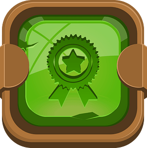 Rounded dark green award button