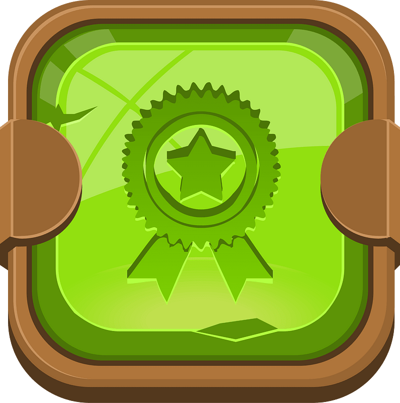Rounded green award button
