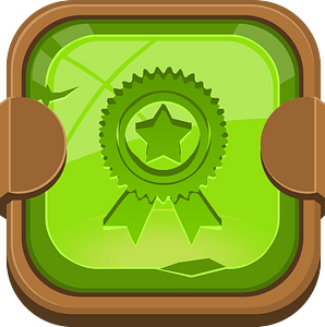 Rounded green award button
