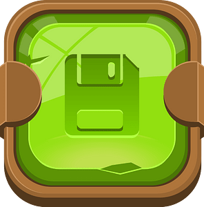 Rounded green floppy button