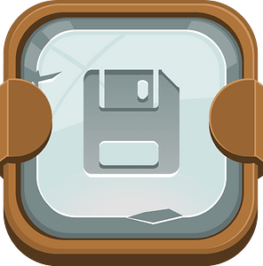 Rounded grey floppy button