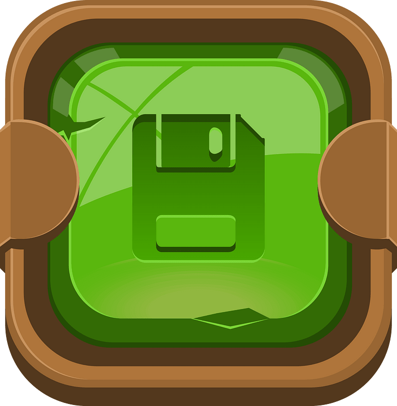 Rounded dark green floppy button