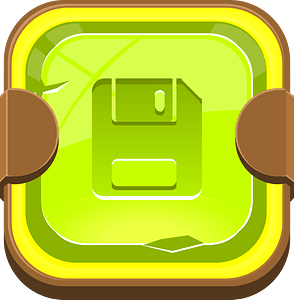 Rounded light green floppy button
