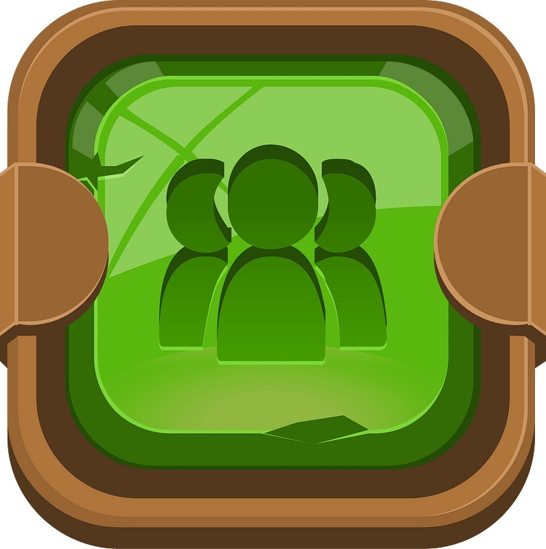Rounded dark green group button