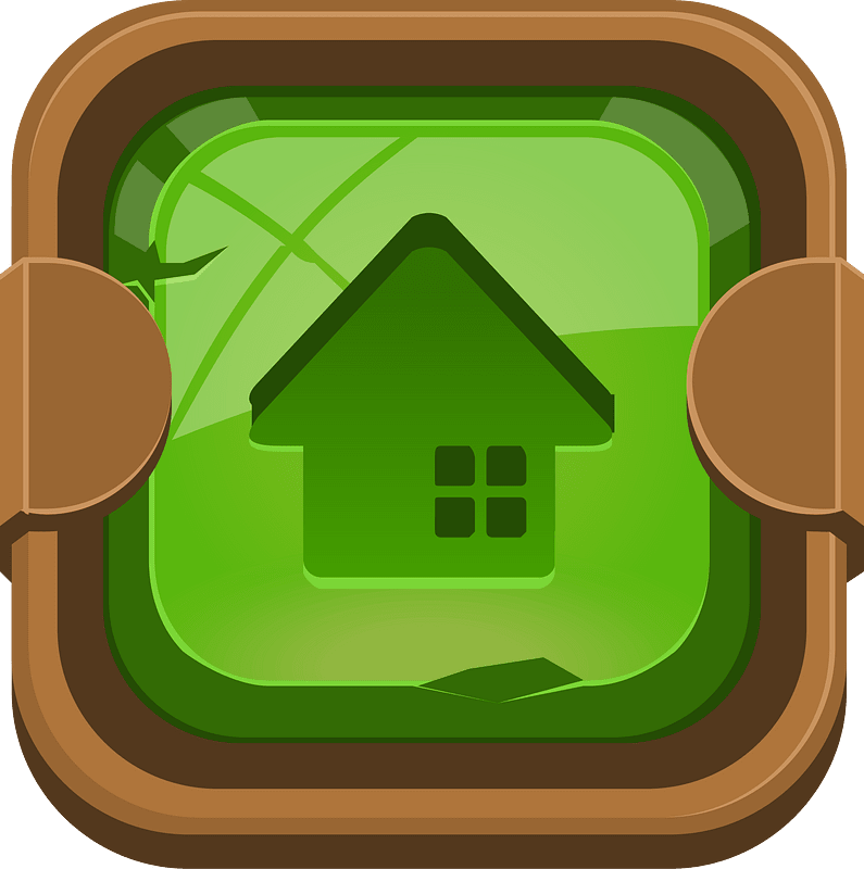 Rounded dark green home button