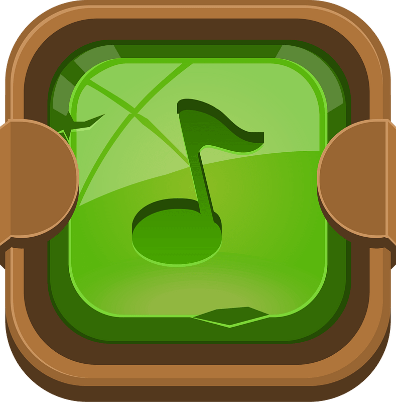 Rounded dark green note button