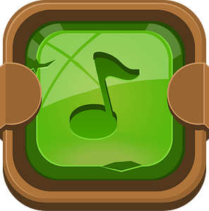 Rounded dark green note button