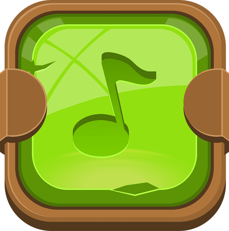 Rounded green note button