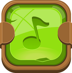 Rounded green note button