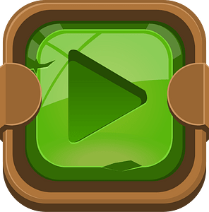 Rounded dark green play button right
