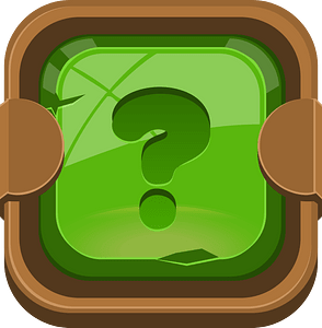 Rounded dark green question button