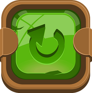 Rounded dark green redo button