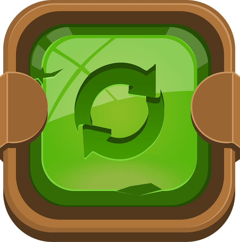 Rounded dark green refresh button