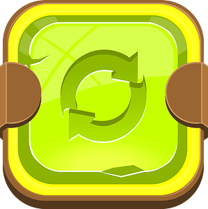 Rounded light green refresh button
