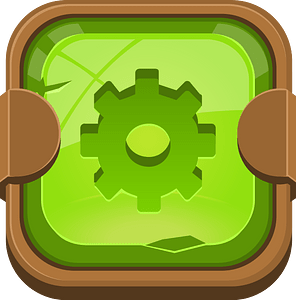 Rounded green settings button