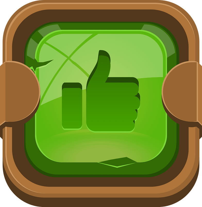 Rounded dark green thumbs up like button