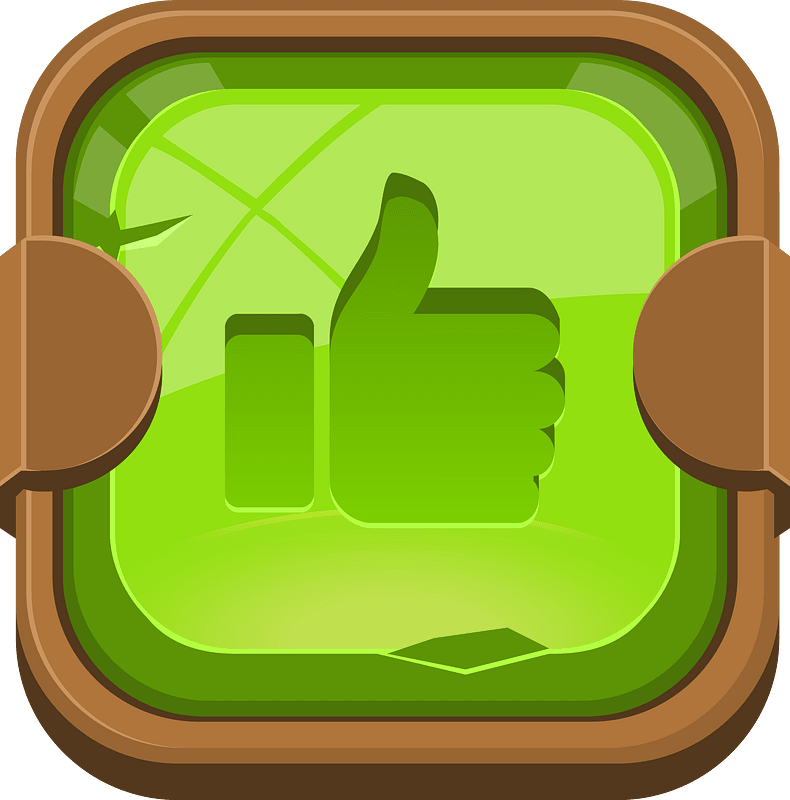 Rounded green thumbs up like button