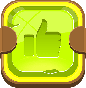 Rounded light green thumbs up like button
