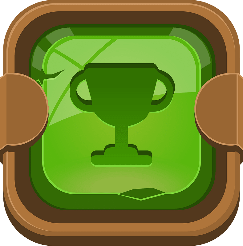 Rounded dark green trophy button