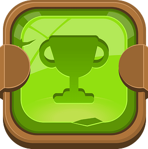 Rounded green trophy button