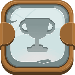 Rounded grey trophy button