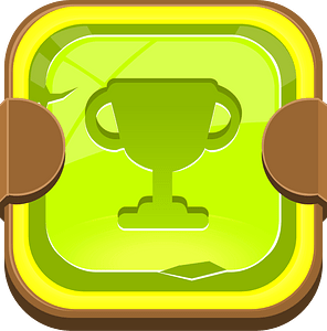 Rounded light green trophy button