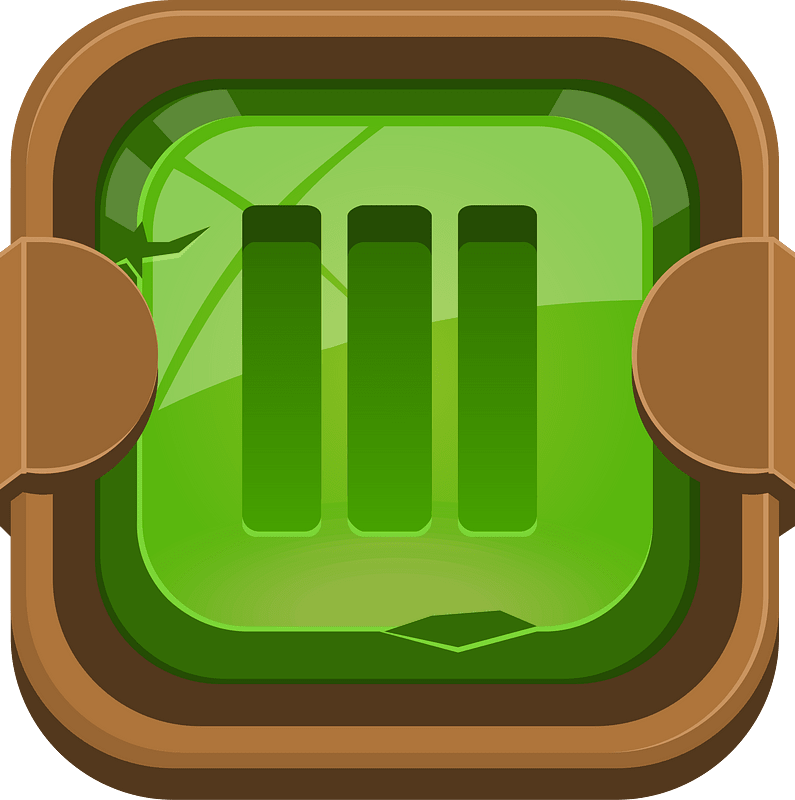 Rounded dark green vertical menu button