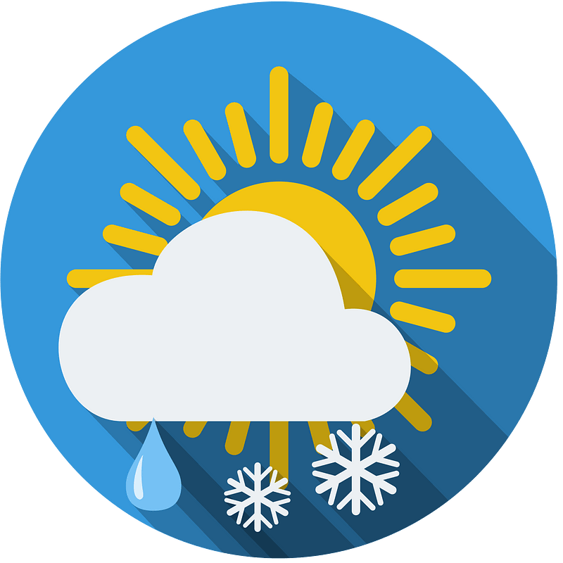 daylight sun cloud rain drop two snowflakes