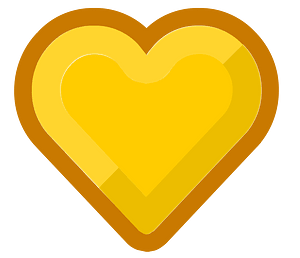 Diamond heart 21-21 yellow outlined