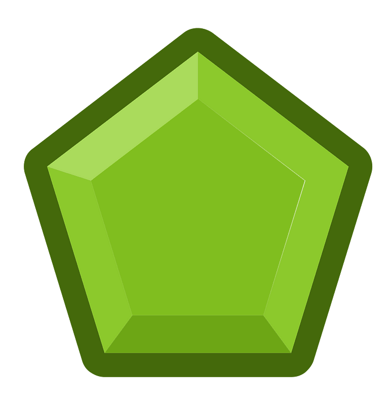 Diamond pentagon 09-14 green outlined