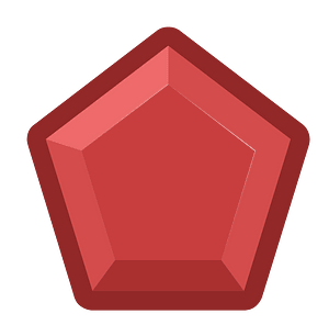 Diamond pentagon 18-14 red outlined